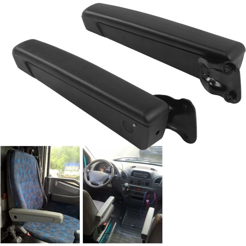 1 Paire Poignée de Siège, Paire D'accoudoirs de Siège Réglables pour Voiture Résistant aux Chocs éponge pu Noire Universelle - Rosvola