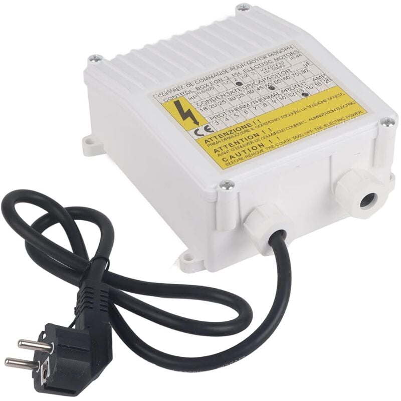 Rosvola - 1500W Contrôleur de Pompe, Boîtier de Commande de Pompe, Contrôleur de Disjoncteur de Protection Thermique intégré pour Puits Profonds