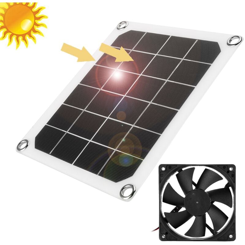 Rosvola - 6v 10w Ventilateur D'extraction à Énergie Solaire , Mini Ventilateur de Puissance de Panneau Solaire Étanche pour Grenier à La Maison,