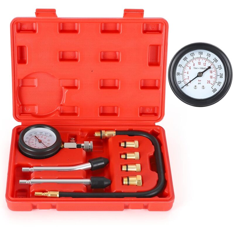 Rosvola - 8 pièces Outil de diagnostic manométrique du cylindre de moteur - kit testeur professionnel de compression pour pompe à essence et diesel