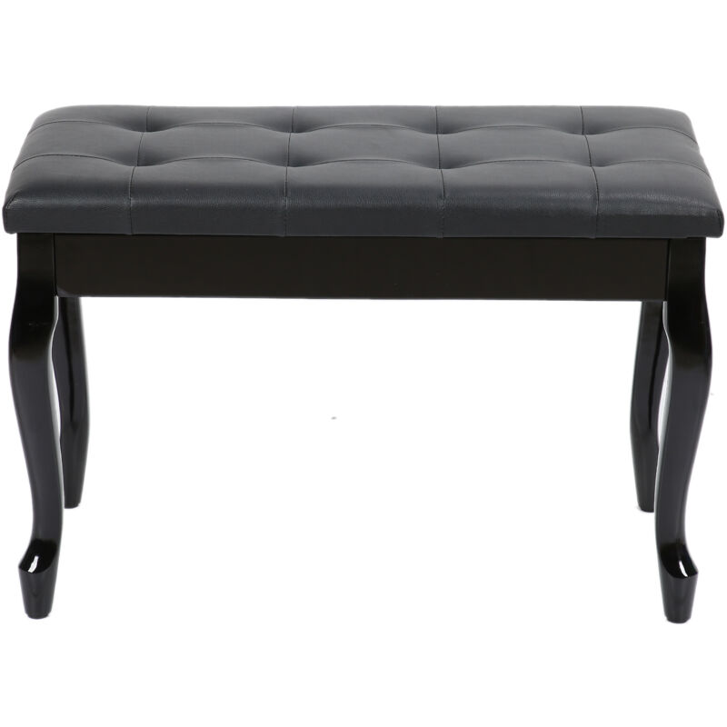 Banquette tabouret siège pour Piano 75L x 34l x 48H cm Coffre de Rangement Interne Assise revêtement synthétique capitonné Bois Noir - Rosvola
