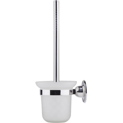 Rosvola – Brosse de toilette murale en acier inoxydable avec support – Design ergonomique – Installation facile – Pour salle de bain moderne