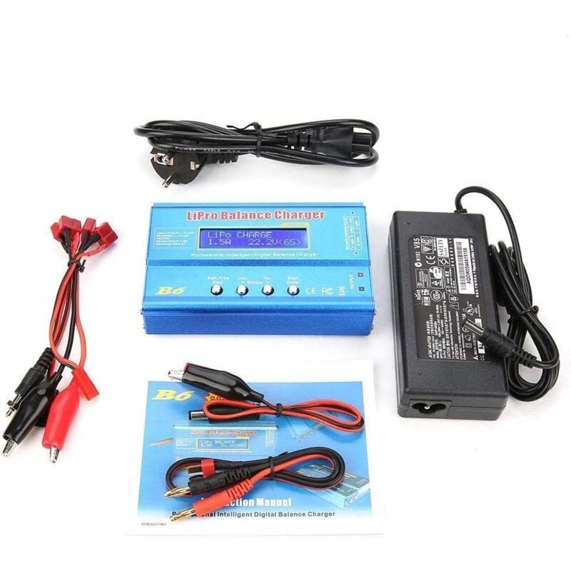 Rosvola - Chargeur de Batterie LiPo équilibré, B6 80W Balance lcd Numérique Chargeur Déchargeur for LLiPo rc Batterie