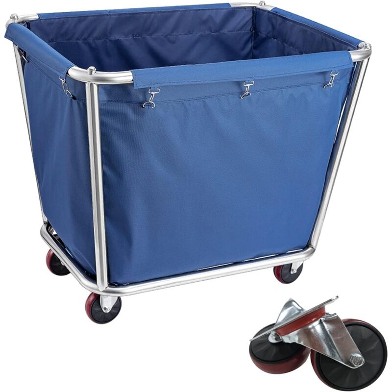 Chariot à linge commercial avec roulettes, 350 l, grand panier à linge avec doublure en toile imperméable amovible, trieur à linge industriel en