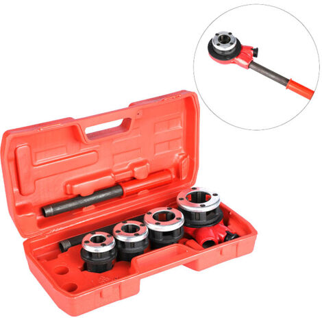 Rosvola – Coffret de filières de plombier à tête interchangeable – 7 pièces – Matrices en fonte avec dents en acier HSS – Pour tuyaux en fer noir et galvanisé