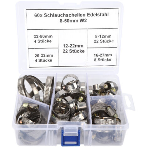 Rosvola Colliers de serrage à ressort de Type allemand, 60 pièces, attaches à ressort 8-12mm/12-22mm/16-27mm/20-32mm/32-50mm