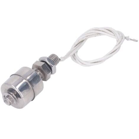Rosvola Commutateur de contrôleur de niveau de liquide d'eau flottant 5Mpa, capteur de contrôle en acier inoxydable, course de 10mm 0-220V 45mm L.