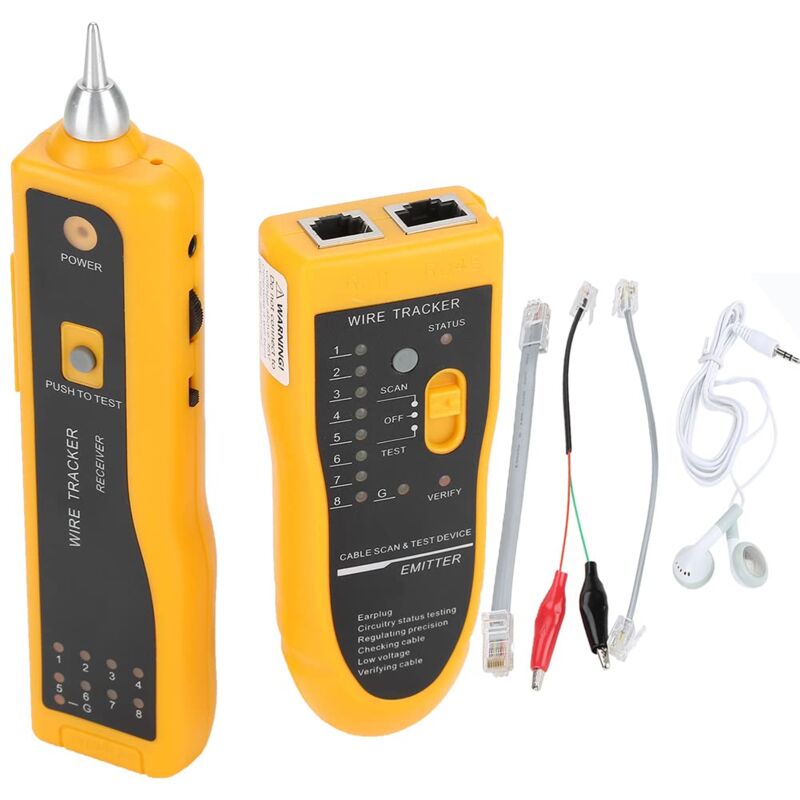 Rosvola - Détecteur de câbles réseau, testeur RJ45/RJ11 pour Lignes téléphoniques et câbles lan, détecteur de Lignes