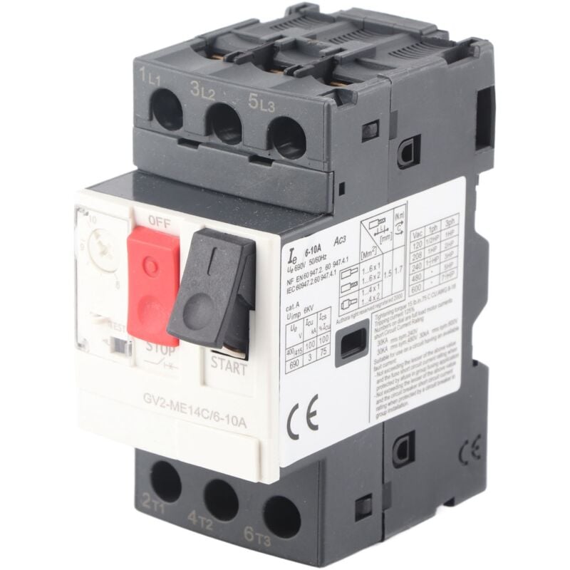 Rosvola - Disjoncteur Moteur AC690V Protection contre les Courts-circuits contre les Surcharges Disjoncteur de Protection Moteur (GV2-ME14C 6-10A)