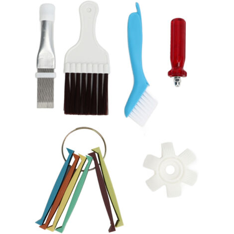 Rosvola Ensemble de nettoyeur d'ailerons de climatiseur, 3 peignes différents, lisseur à condensateur et 2 brosses, outil de nettoyage d'évaporateur.