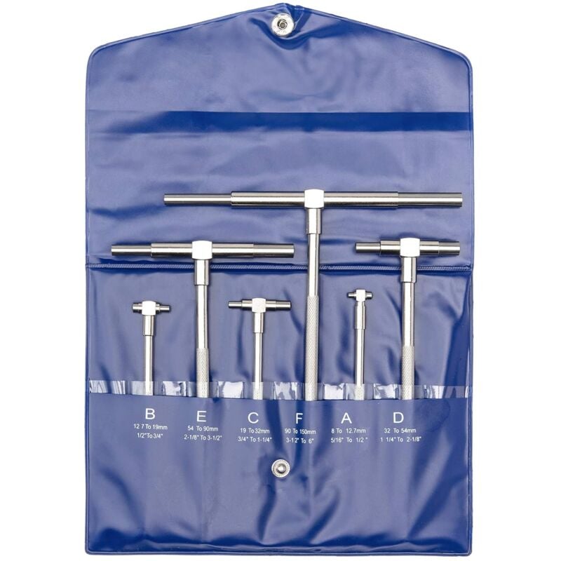 Rosvola - Jeu de Jauges Télescopiques Micrometre Interieur Jauge Interne- 6 pièces Jauge Télescopique de Diamètre Intérieur Réglable, 8-150mm