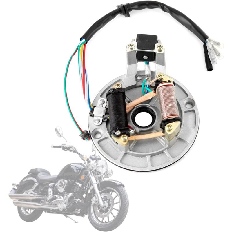 Rosvola - JH70 Stator de bobine d'allumage, Rotor de bobine d'allumage magnéto de ramassage de plaque de Stator pour Pit/Dirt Bike 70cc 90cc 110cc