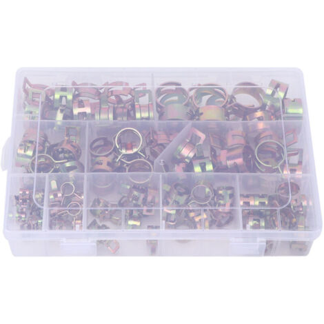 Rosvola Kit d'assortiment de pinces à ressort, 100 pièces, pour tuyau d'air, tuyau d'eau, conduite de carburant automobile