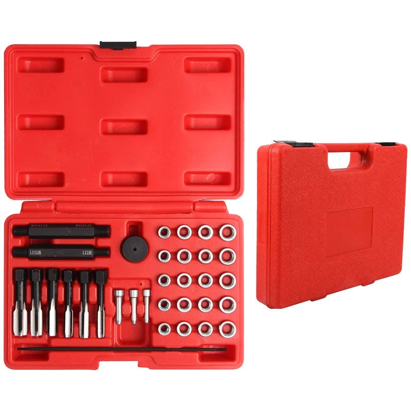 Rosvola - Kit de réparation de filetage pour bougies de préchauffage - 33 pièces pour Bougies de préchauffage, Insert fileté en Acier pour Voitures