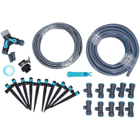 Rosvola Kit d'irrigation goutte-à-goutte, tuyau de 10m, buse de pulvérisation réglable, système d'arrosage des plantes pour pelouse, jardin, cour, serre