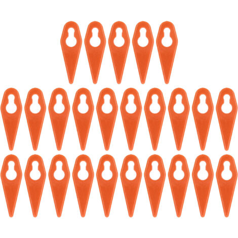 Rosvola Lame de coupe en plastique pour tondeuse à gazon, accessoires de rechange pour tondeuse à gazon, Orange, 25 pièces.