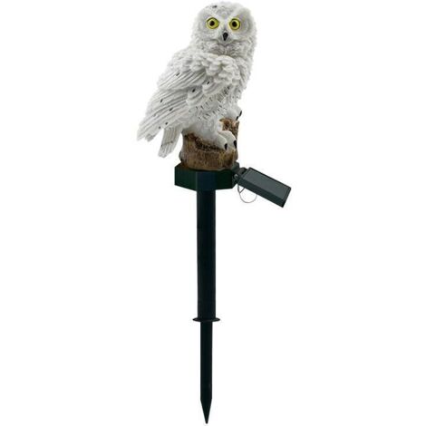 Rosvola Lampe d'extérieur LED solaire étanche, Figurine de hibou, décoration de jardin pour jardin, Patio, blanc