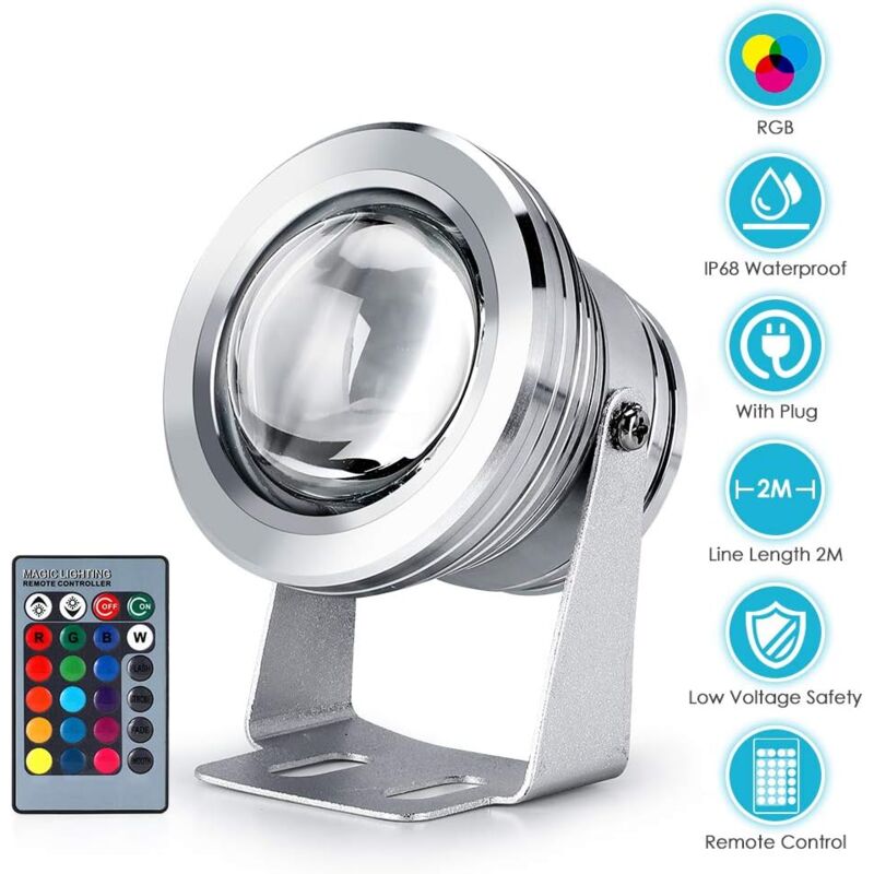 Lot de 2 Projecteur Submersible à led, 5050 rgb Étanche IP68 Éclairage Sous-marin, Projecteur led pour Éclairage Extérieur de Jardin avec