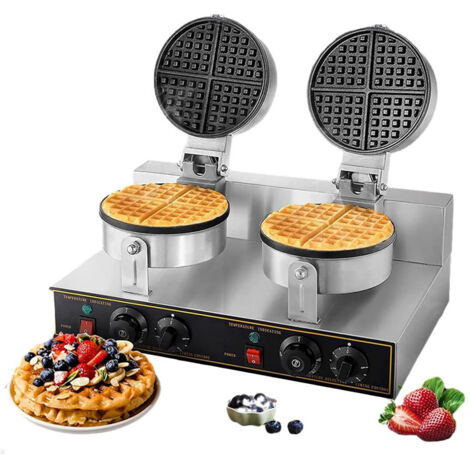Rosvola Machine à Gaufre 2400W, Gaufrier Electrique commercial, en acier inoxydable pour la maison/les cafés/les restaurants