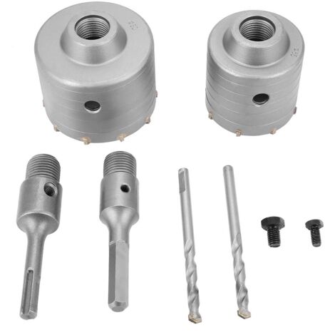 Rosvola Mèche de forage en béton avec manche rond de 110 mm SDS Plus Trépan pour trou de sciage de béton Mèche de forage pour mur en pierre de ciment avec expansion de 65/80 mm （Argent)