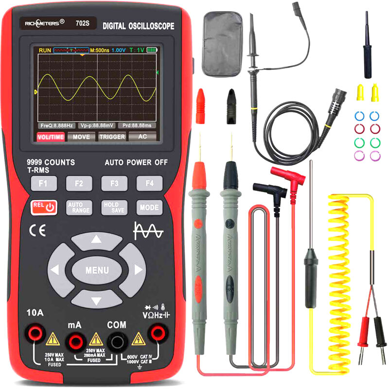Oscilloscope Multimètre Numérique 2 En 1, Voltmètre Multifonctions 9999 Comptes, Bande Passante 10 MHz 48 MSa/s, Oscilloscope Professionnel à