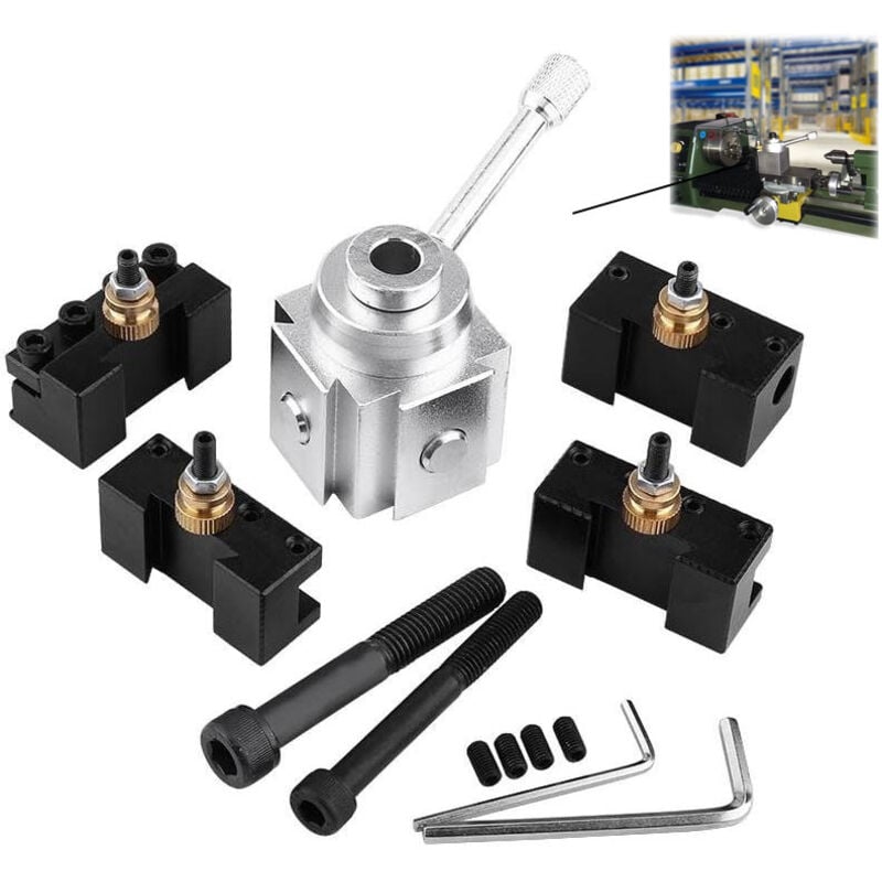 Rosvola - Outil de Tournage Changement Rapide Porte-outil de Tour en Acier pour Tours, Perceuses Tour a Metaux