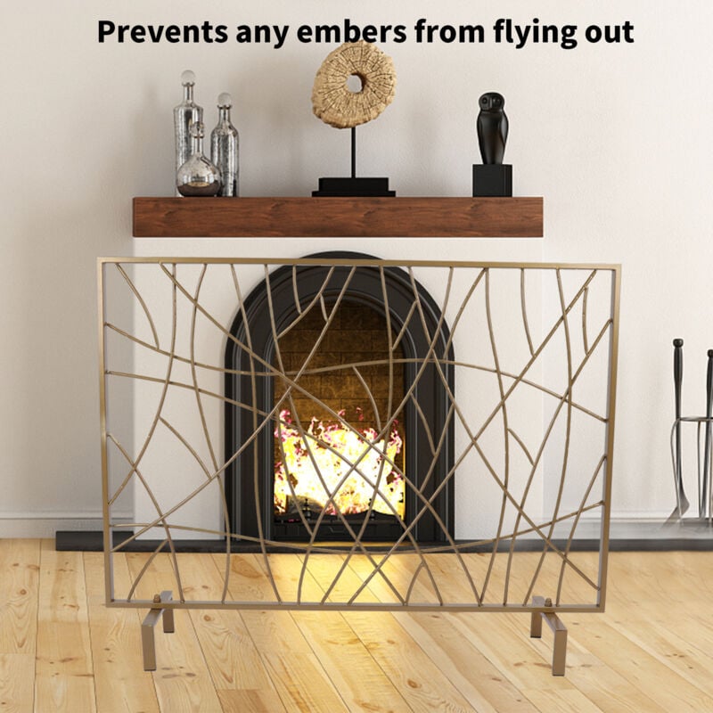 Rosvola - Pare-feu Large pour cheminée ou poêle - Pare-étincelles serviteur de cheminée - Acier métal , 100 x 79 x 23 cm