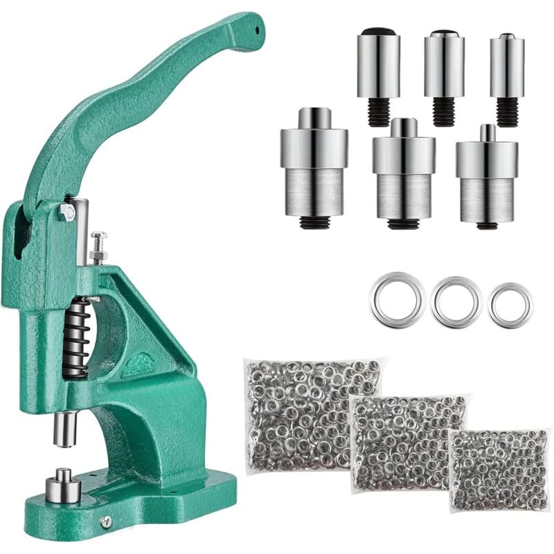 Rosvola Pince à œillets, Presse à œillets Sécurisée avec 1500 œillets, Sûr et Sans Effort, Diamètre Intérieur 6/10/12 mm, Jeu de Pinces à œillets