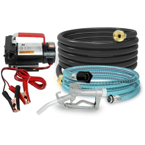 Rosvola – Pompe à carburant 12V 155W – Auto-amorçante pour diesel, gasoil, huile – Débit rapide – Installation simple – Tuyaux 2m et 4m