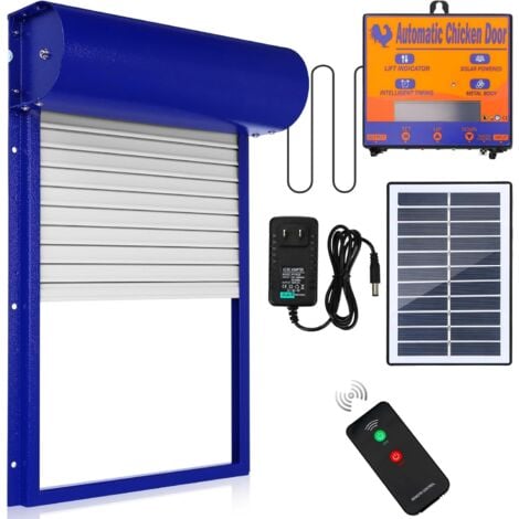 Rosvola  Porte De Poulailler Automatique Porte De Poulailler à Alimentation Solaire Avec Minuterie Capteur De LumièRe Affichage Lcd TéLéCommande Multi Modes Porte De Poulailler Automatique En Aluminiu