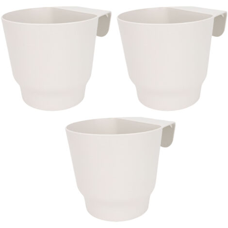 Rosvola Pot de fleur suspendu, système de Drainage efficace, seau de clôture pour balcon, jardin, main courante blanc