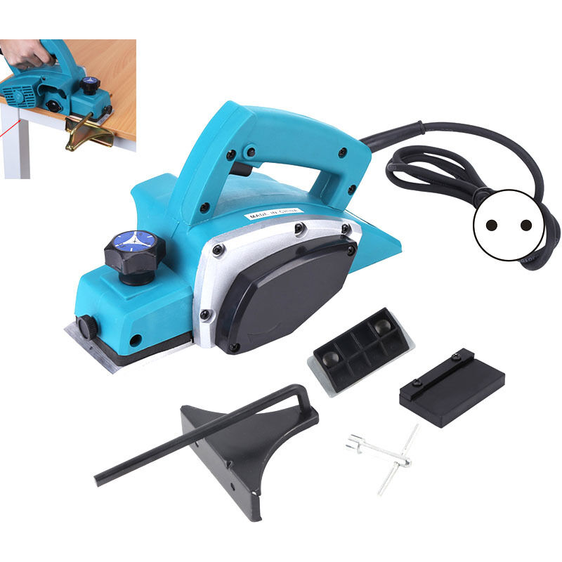 Rabot Électrique Filaire 800W Raboteuse Ponceuse à Bois Vitesse 11000r/min Largeur de Coupe Maxi 82 mm Profondeur Réglable 0-1 mm pour le travail du