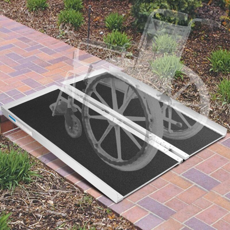 Rampes pour Fauteuils Roulants 91x74CM, Rampe de Fauteuil Roulant Rampe de Chargement Rampe d'Accès Antidérapante Pliable Capacité 2700 kg - Rosvola