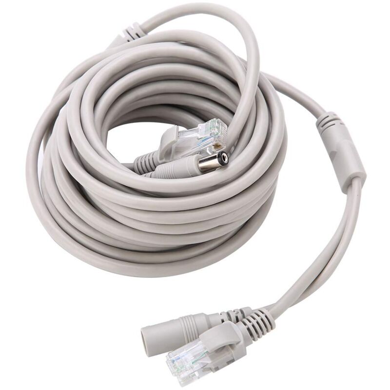 Rosvola - RJ45 Cat 5 Réseau Ethernet Câble de raccordement + Câble Ethernet cctv dc pour les caméras ip Système nvr 10Mbps / 100Mbps(20M)