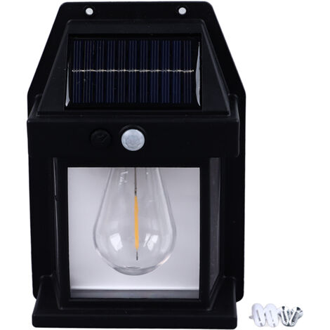 Rosvola Wolfram-Solar-Außenwandleuchte, 1800 mAh, wasserdicht, Bewegungsmelder, Außenbeleuchtung für die Hofdekoration, Schwarz