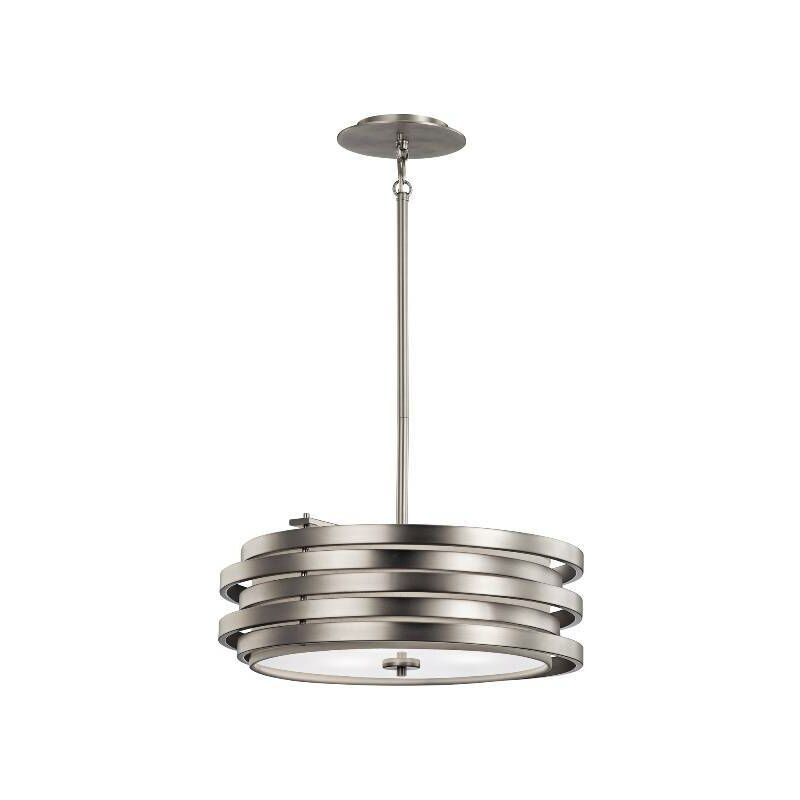 Elstead Lighting - Elstead Roswell - 3 Light Ceiling Round Pendant Brushed Nickel, E27