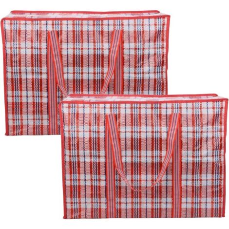 (Rot) 2er-Pack Aufbewahrungstaschen, Aufbewahrungstaschen für Kleidung mit großem Fassungsvermögen, Umzugstaschen mit Reißverschluss für Wäsche, Umzüge, Lebensmittel  FLITI