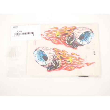 rot Aufkleber Sticker brennende Augen in Feuer Biker-Stil für