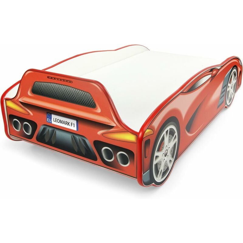 Rot Autobett aus Holz - Sport Car - Kinderbett mit Matratze (140/70 cm)