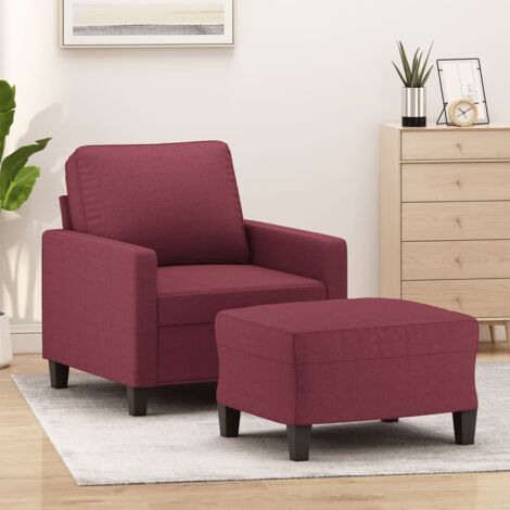 Rot Bordeaux Sessel mit Fußhocker 60 cm Stoff