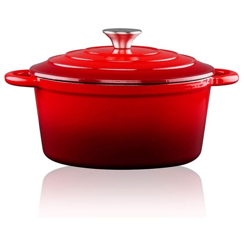 Alpina Rot Emaillierte Auflaufform Aus Gusseisen 3, 8 L, Ø24 X 11, 8 Cm