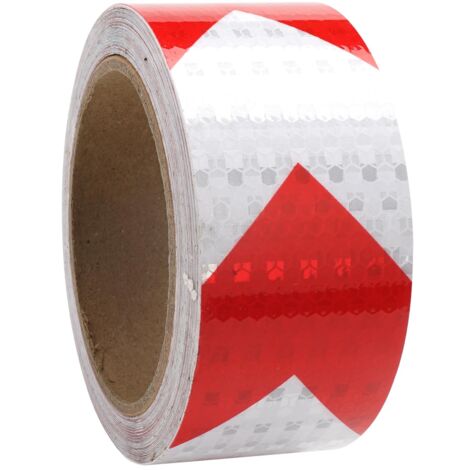 Rot-weißes Reflexband, 10 m x 5 cm, selbstklebendes Reflexband, selbstklebendes Reflexband, reflektierende Aufkleber, reflektierendes Klebeband, reflektierendes Warnband