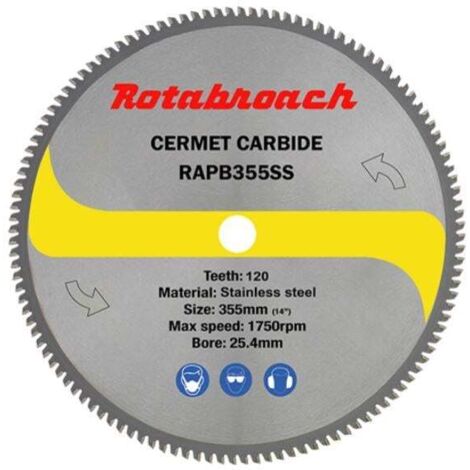Rotabroach RAPB355SS 355mm Cermet Tipped Stainless Steel Cutting Blade