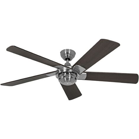 VENTILATORE DA SOFFITTO 5 PALE IN LEGNO CON LUCE, Ø132 CM, 3 VELOCITÀ,  TELECOMANDO, MARRONE, CLIMATIZZAZIONE - Ottimax