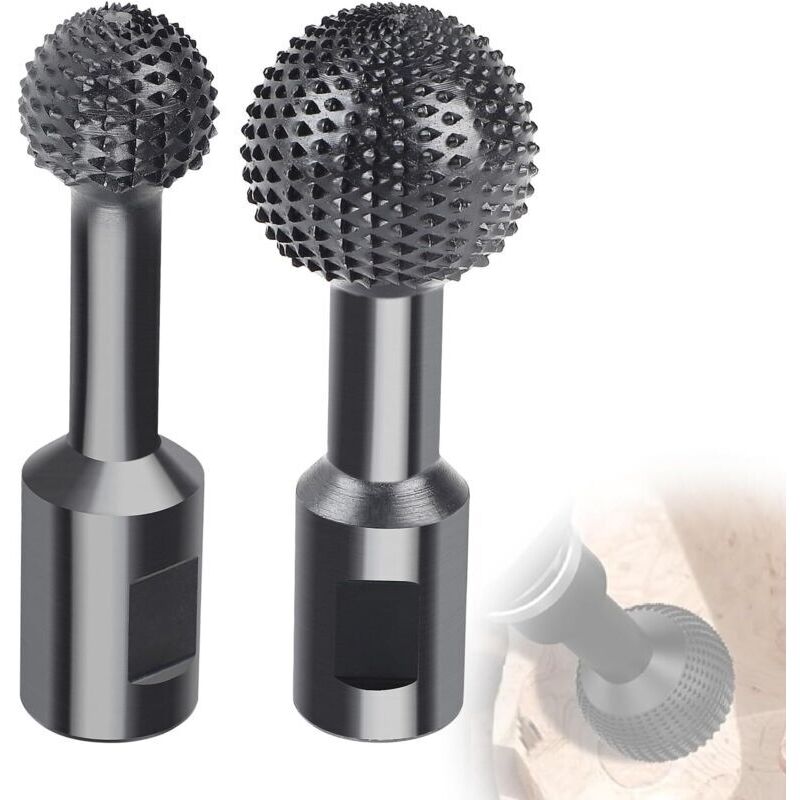 Rotary Ball Cutter for Wood, φ 25 mm + 40 mm, Carbon Steel Ball Gouge with M14 Thread, for 115/125 mm Angle Grinder, Ideal for Hollowing, Engraving,