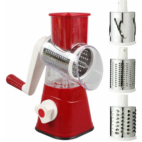  Rotary Cheese Grater Cheese Shredder - Cambom Kitchen Manual Cheese  Grater with Handle Vegetable Slicer Nuts Grinder 3 Replaceable Drum Blades  and Strong Suction Base Free Cleaning Brush: Home & Kitchen