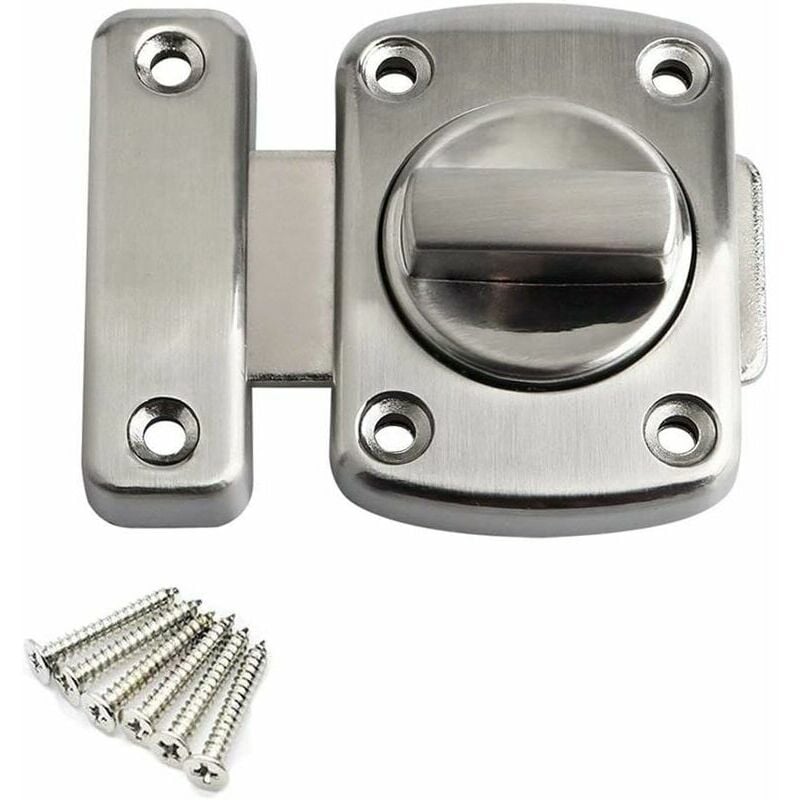 Rotary Door Latch Twist Latch Window Door Latch Security Door Latch, Brushed Finish, Silver