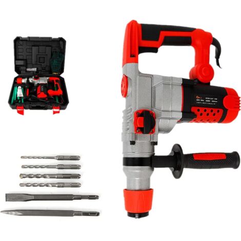 Rotary Hammer Drill 2200W Hammer Drilling Chiseling Electric Demolition Jack Hammer Concrete Drill Breaker Chisels Kit 0-930 r/min