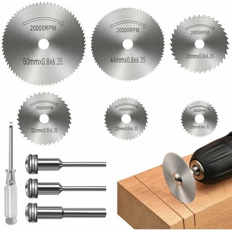 Rotary Tool Cutting Discs, Disc Drill Blades, HSS Cutting Discs, High Speed Steel Saw Blades, Mini Circular Saw Blade for Cutting Wood, Plastic and Metal (8 Pieces)