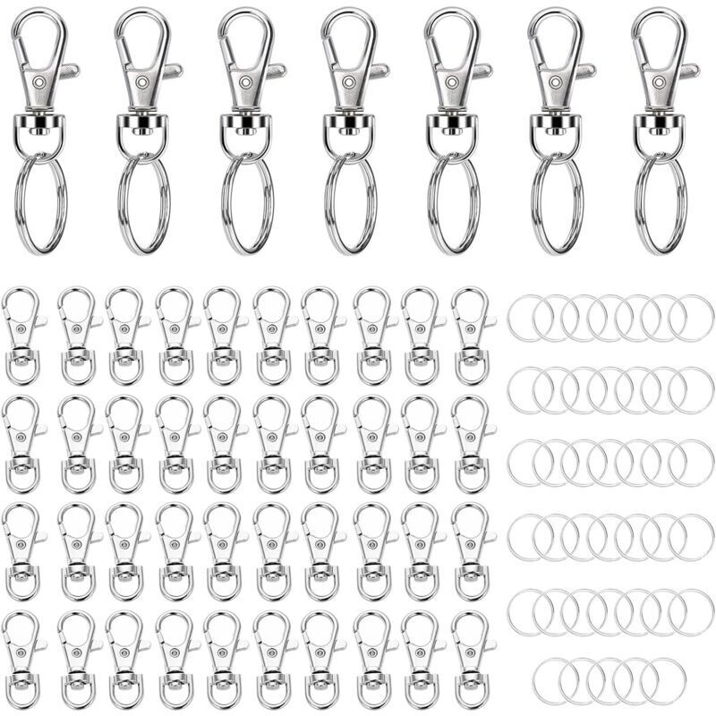 Rotating carabiners, 50 pieces key rings, rotating key ring made of stainless steel